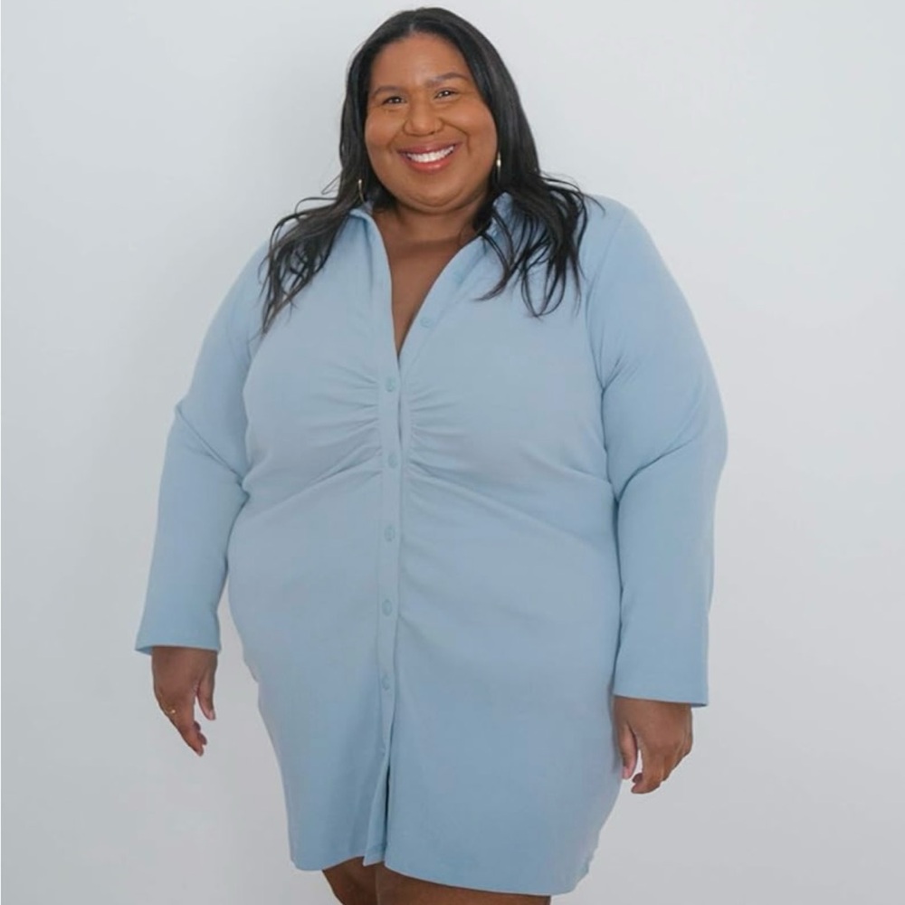 Light Blue Button-Up Dress
